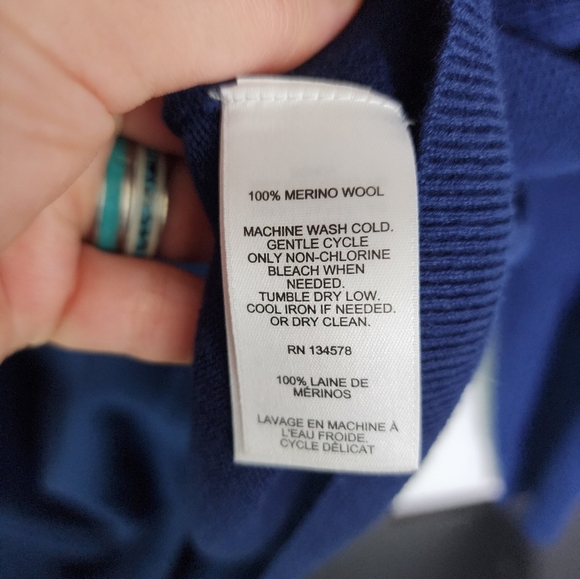 Vineyard Vines Navy Blue Merino Wool Sweater 3/4 Zip Size Large - Picture 6 of 10